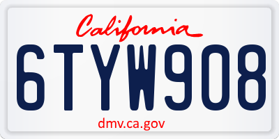 CA license plate 6TYW908