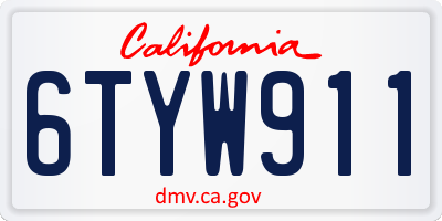 CA license plate 6TYW911