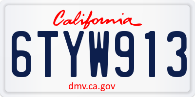 CA license plate 6TYW913