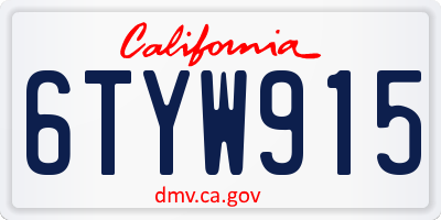 CA license plate 6TYW915