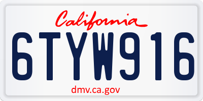 CA license plate 6TYW916