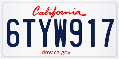 CA license plate 6TYW917