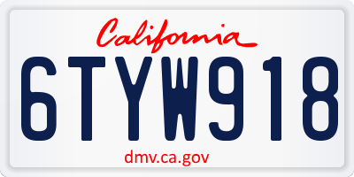 CA license plate 6TYW918