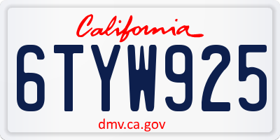 CA license plate 6TYW925