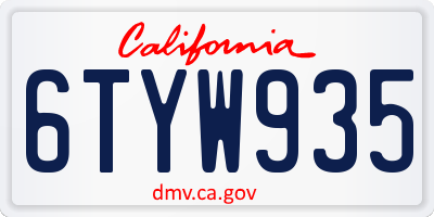 CA license plate 6TYW935