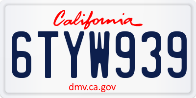 CA license plate 6TYW939