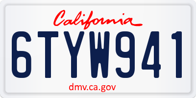 CA license plate 6TYW941