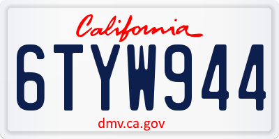CA license plate 6TYW944