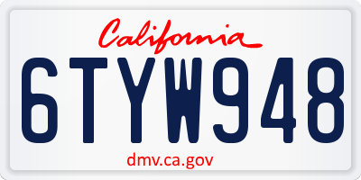 CA license plate 6TYW948