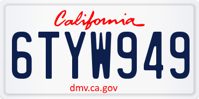 CA license plate 6TYW949