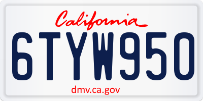 CA license plate 6TYW950