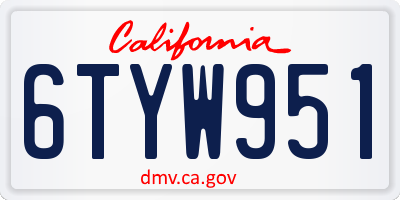 CA license plate 6TYW951