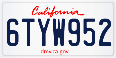 CA license plate 6TYW952