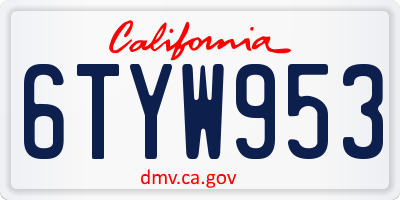 CA license plate 6TYW953