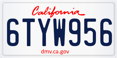 CA license plate 6TYW956