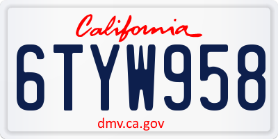 CA license plate 6TYW958