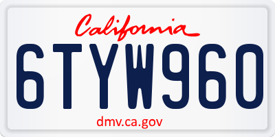 CA license plate 6TYW960