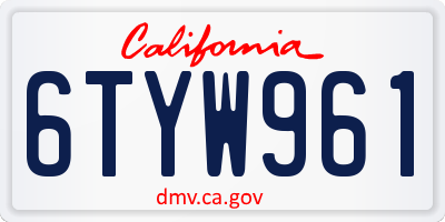 CA license plate 6TYW961