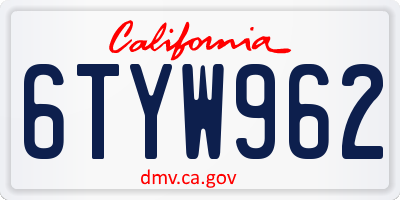 CA license plate 6TYW962