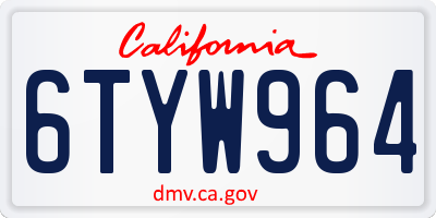 CA license plate 6TYW964