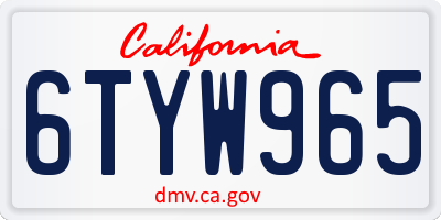 CA license plate 6TYW965