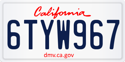 CA license plate 6TYW967