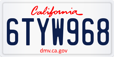 CA license plate 6TYW968