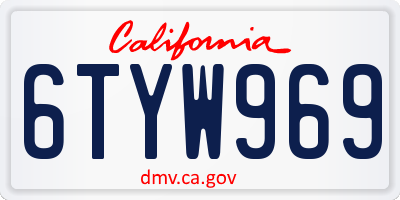 CA license plate 6TYW969