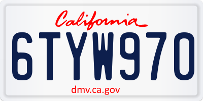 CA license plate 6TYW970