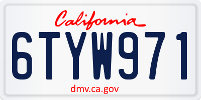 CA license plate 6TYW971