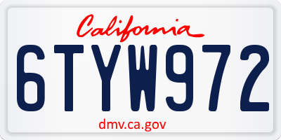 CA license plate 6TYW972