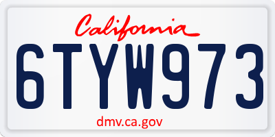 CA license plate 6TYW973
