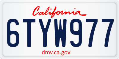 CA license plate 6TYW977