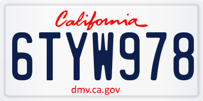 CA license plate 6TYW978