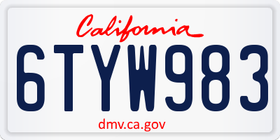 CA license plate 6TYW983
