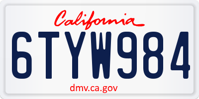 CA license plate 6TYW984
