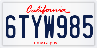 CA license plate 6TYW985