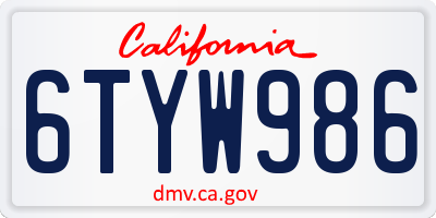 CA license plate 6TYW986