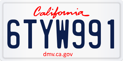 CA license plate 6TYW991