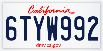 CA license plate 6TYW992