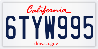 CA license plate 6TYW995