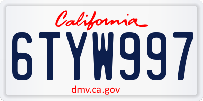 CA license plate 6TYW997