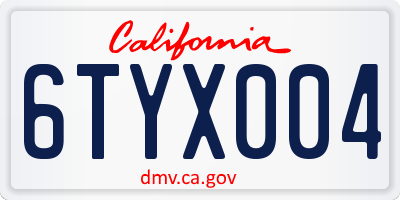CA license plate 6TYX004
