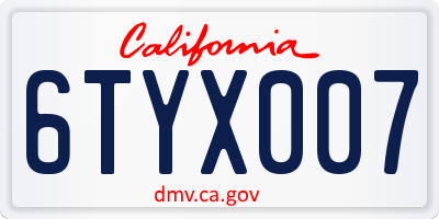 CA license plate 6TYX007