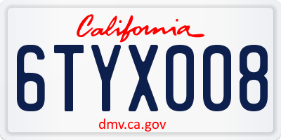 CA license plate 6TYX008
