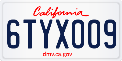 CA license plate 6TYX009
