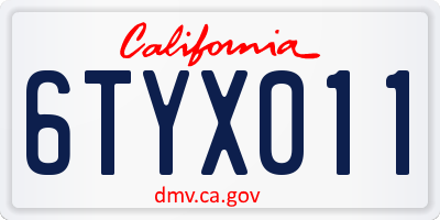 CA license plate 6TYX011