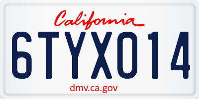CA license plate 6TYX014