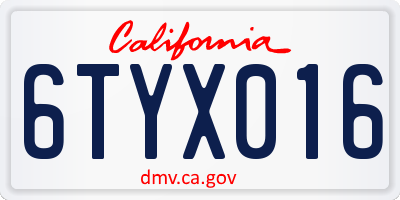 CA license plate 6TYX016