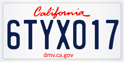CA license plate 6TYX017